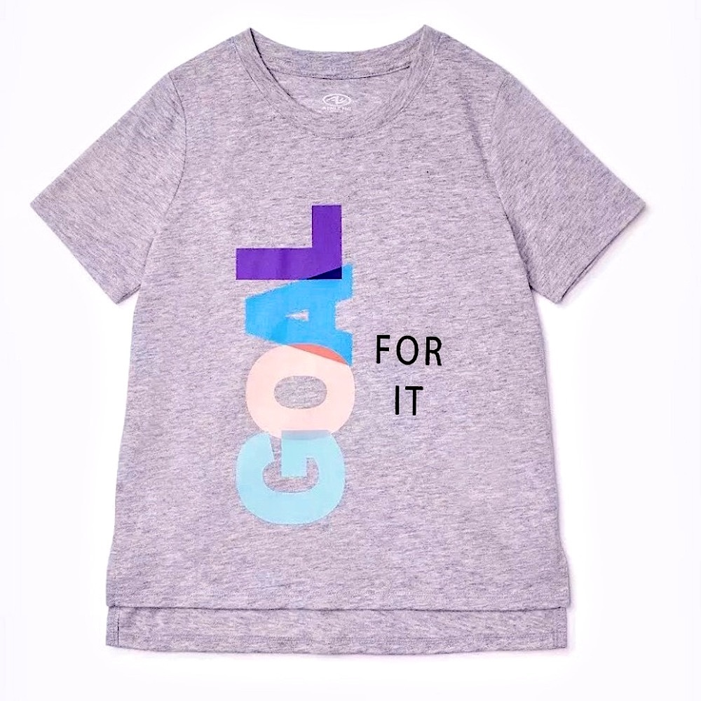 Girls Short Sleeve Tee Shirt "Goal For It" Moisture Kids Sports Small 6/6X NEW